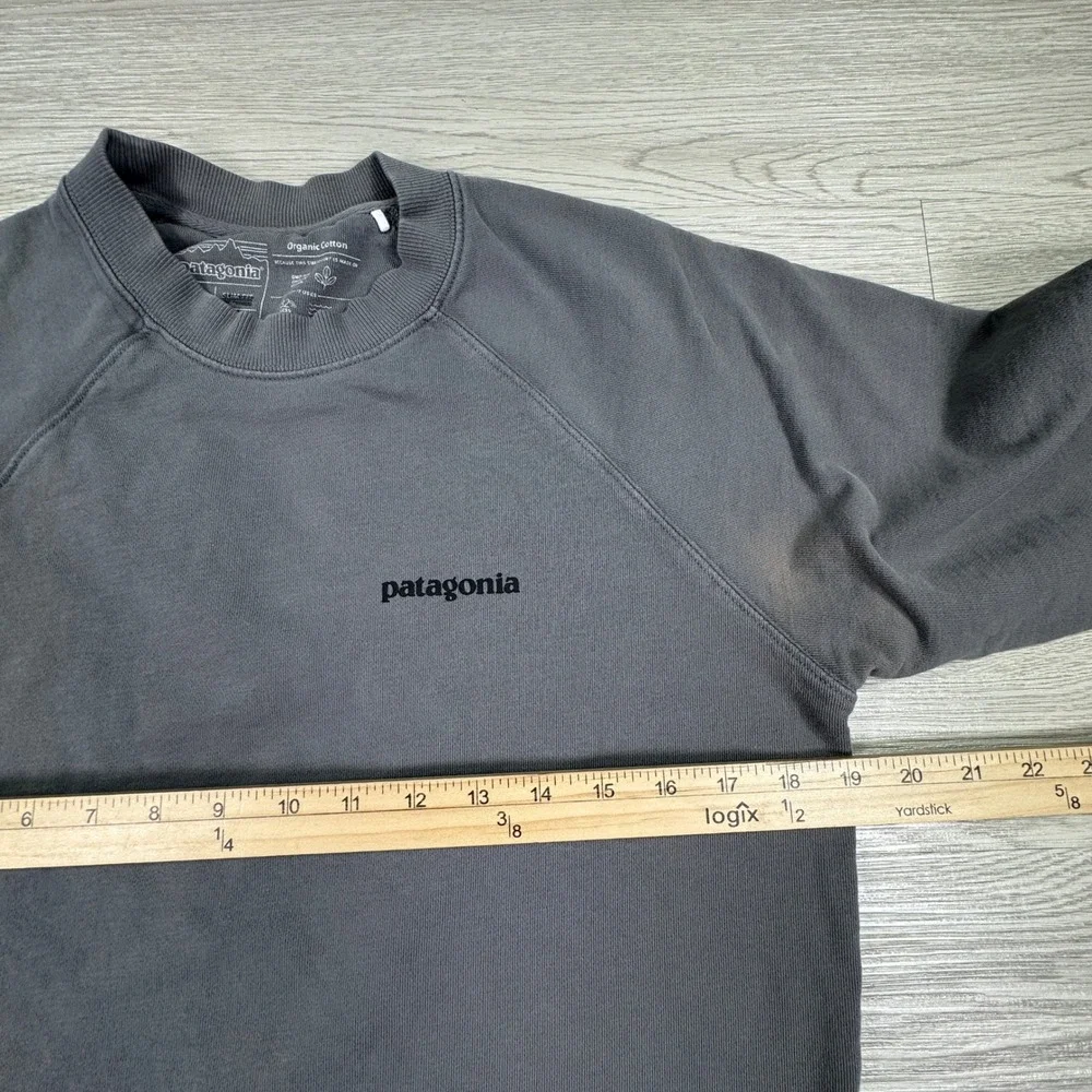Patagonia Mens Sweatshirt Fitz Roy Logo Grey Small Organic Cotton Pullover
